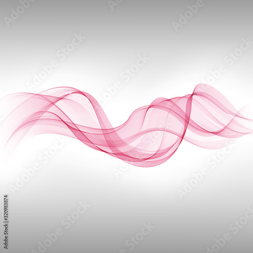 Vector abstract background. Bright pink wave on a gray background.