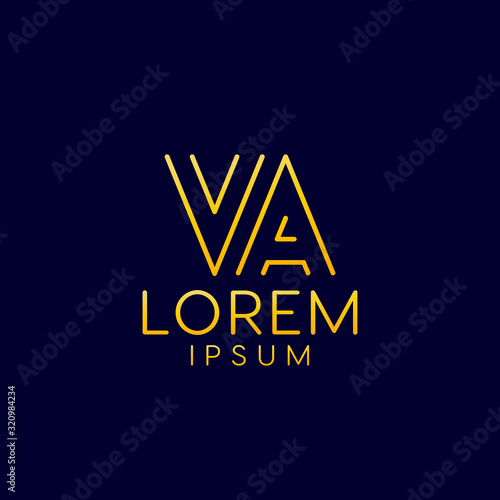 Modern, minimalist, and Luxury VA Initial Letter Logo Concept