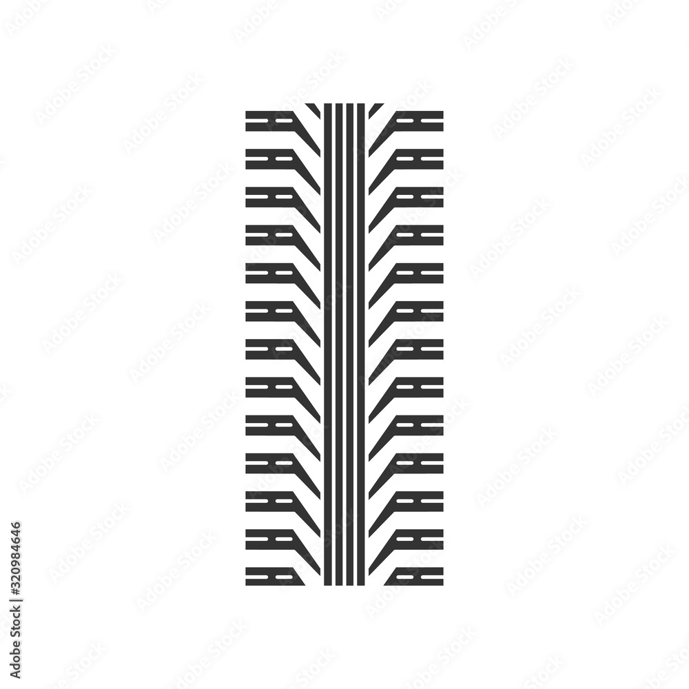 Tire tread black glyph icon. Detailed automobile, motorcycle tyre marks. Car wheel trace with thick grooves. Vehicle tire trail. Silhouette symbol on white space. Vector isolated illustration Tire tread black glyph icon. Detailed automobile, motorcycle tyre marks. Car wheel trace with thick grooves. Vehicle tire trail. Silhouette symbol on white space. Vector isolated illustration