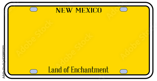 Blank New Mexico State License Plate