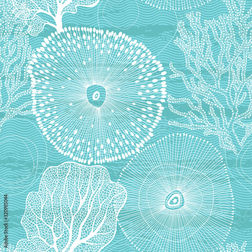 Sea. Abstract seamless pattern on the marine theme. Vector.