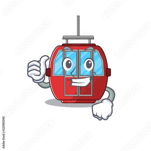 Funny ropeway making in Thumbs up gesture