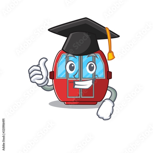 happy and proud of ropeway wearing a black Graduation hat