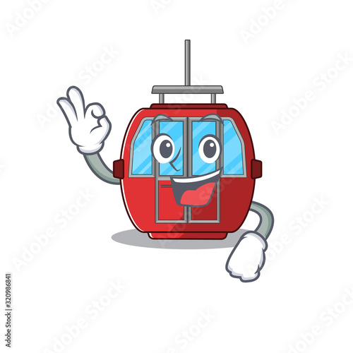 A funny picture of ropeway making an Okay gesture