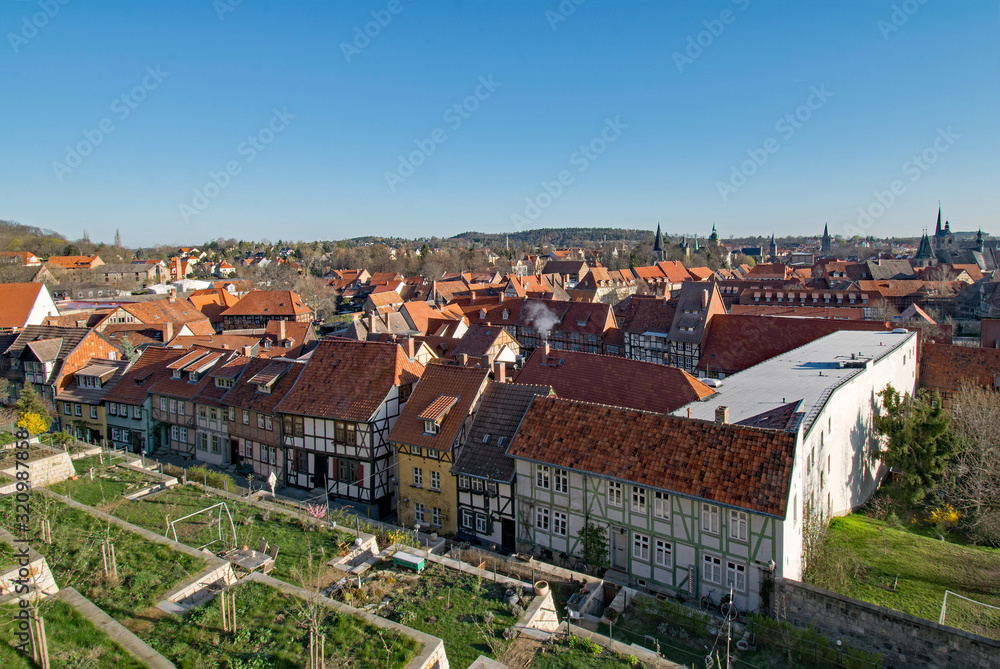 Blick über die Altstadt von Quedlinburg in Sachsen-Anhalt, Deutschland 