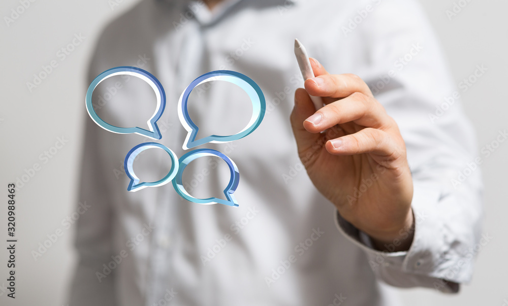 speech bubbles. People Chatting. 3d illustration of a communication concept, relating to feedback 3d speech bubbles. People Chatting. 3d illustration of a communication concept, relating to feedback 3d