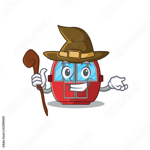 a mascot concept of ropeway performed as a witch