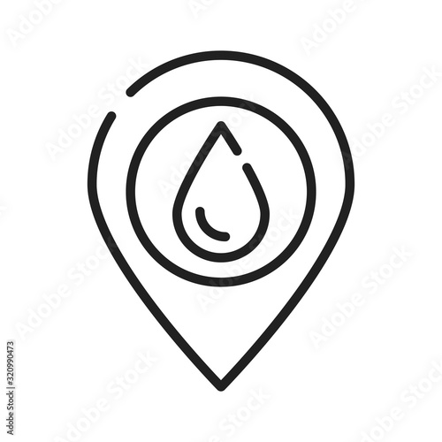 Blood bank location black line icon. Transfusion,donation, charity concept. Pictogram for web, mobile app, promo. UI UX design element. Editable stroke.