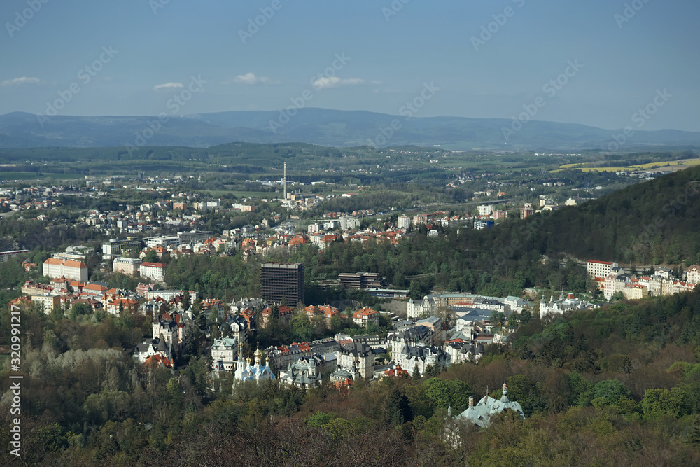 View from Diana tower on Karlovy Vary (Karlsbad), Czech Republic.