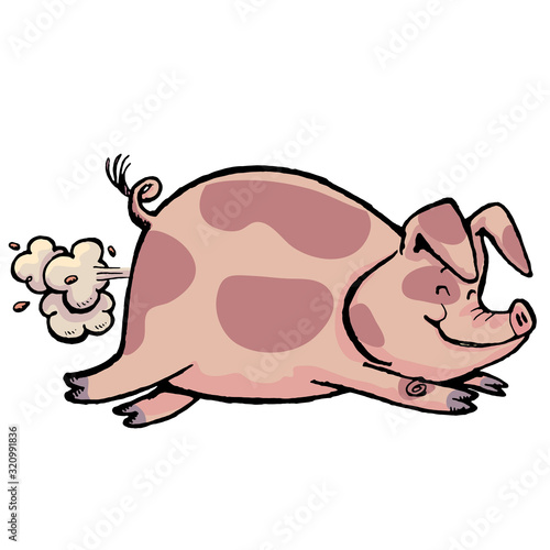 Pig in running with fart power
