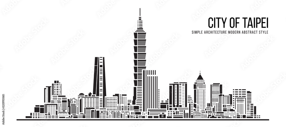 Fototapeta premium Cityscape Building Prosta architektura nowoczesna abstrakcyjna sztuka w stylu Ilustracja wektorowa projekt - miasto Taipei