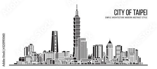 Naklejka Cityscape Building Simple architecture modern abstract style art Vector Illustration design - city of Taipei