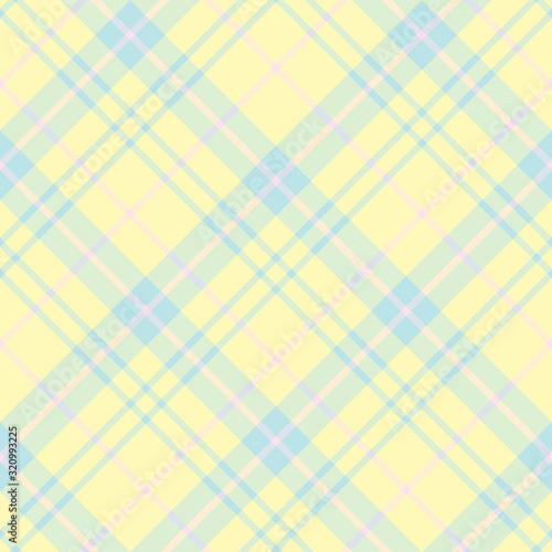 Seamless pattern in gentle light yellow, pink and blue colors for plaid, fabric, textile, clothes, tablecloth and other things. Vector image. 2