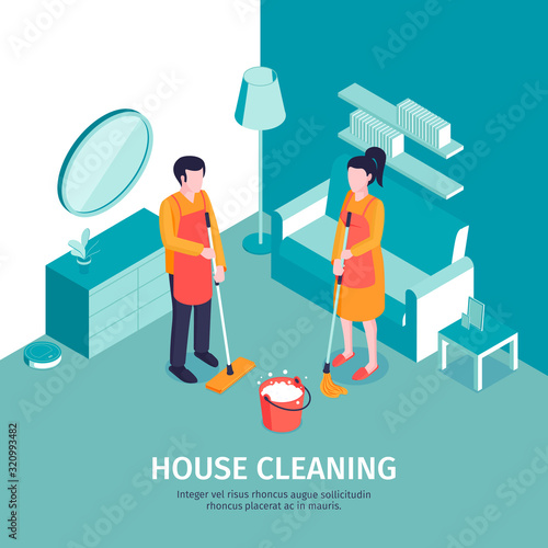 House Cleaning Isometric Background