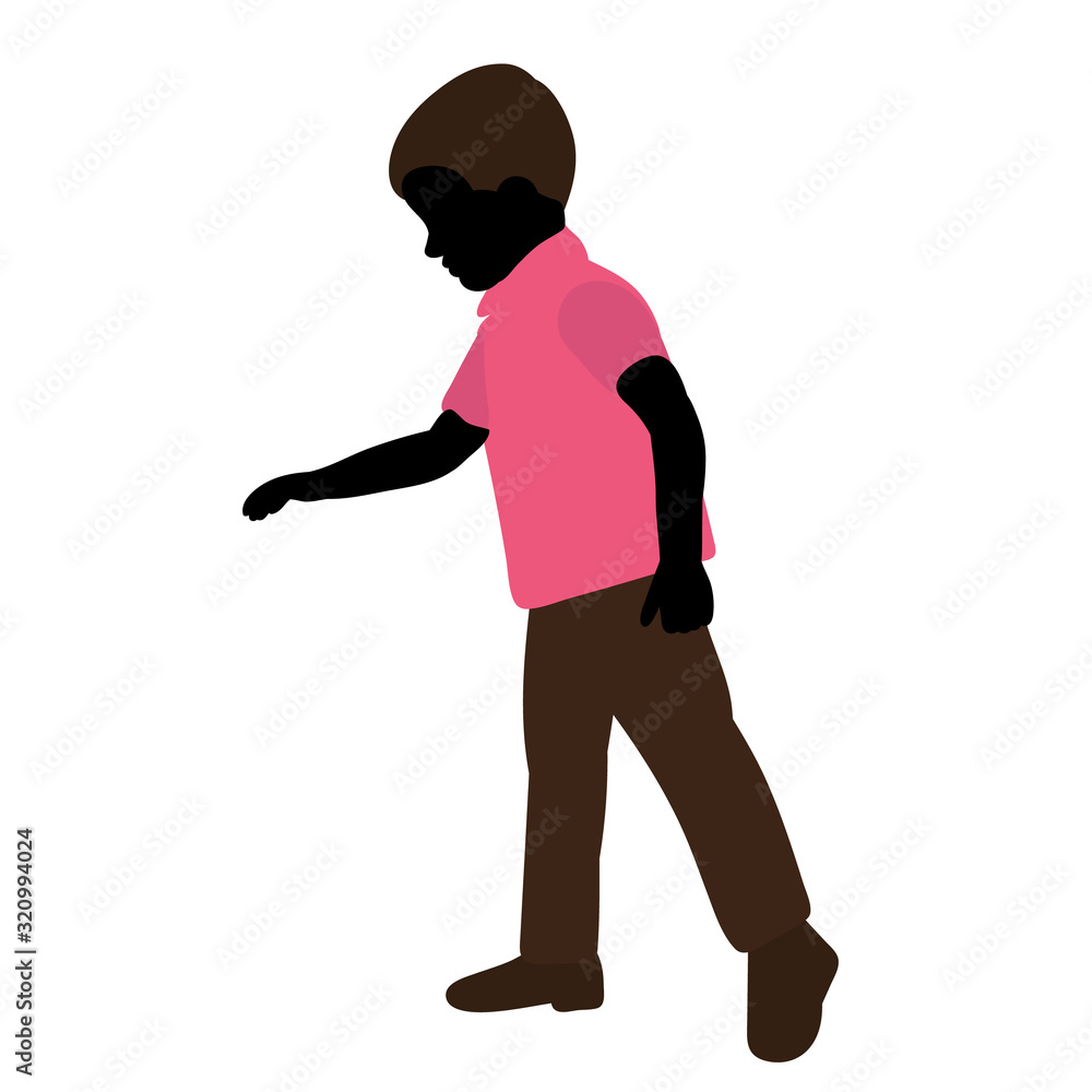  isolated, silhouette in colored clothes, child boy