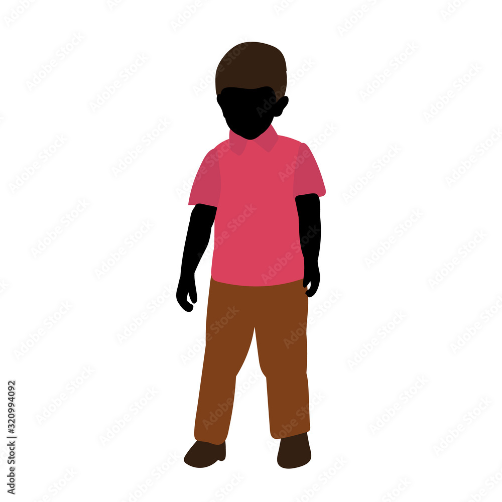 silhouette in colored clothes, child boy silhouette in colored clothes, child boy