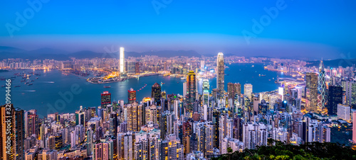 Beautiful city skyline of Hong Kong, China..