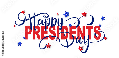 Happy Presidents Day with 3D realistic stars
