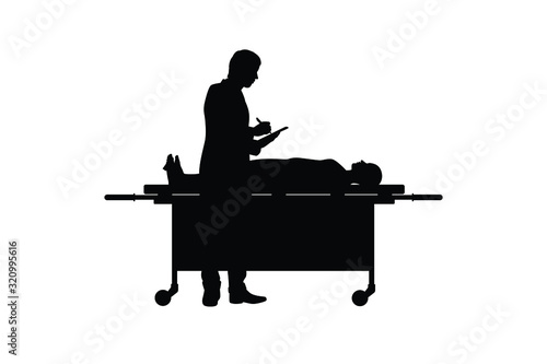 The man works in morgue silhouette vector