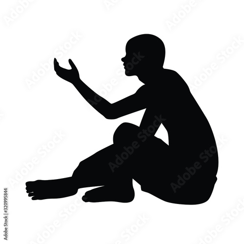 Beggar boy silhouette vector