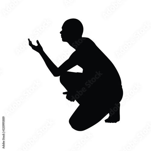 Beggar boy silhouette vector