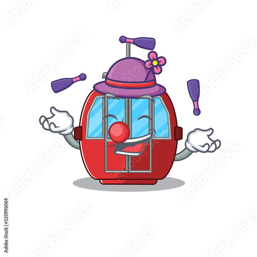 a lively ropeway cartoon character design playing Juggling