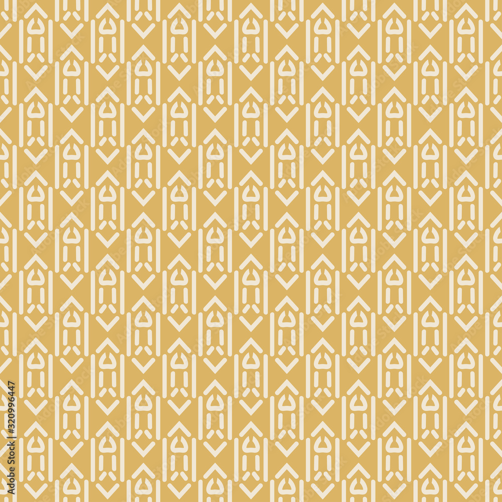 Seamless pattern. Geometric pattern in a modern style. Colors in the image: gold, white. Suitable for book cover, poster, logo, invitation. Vector.