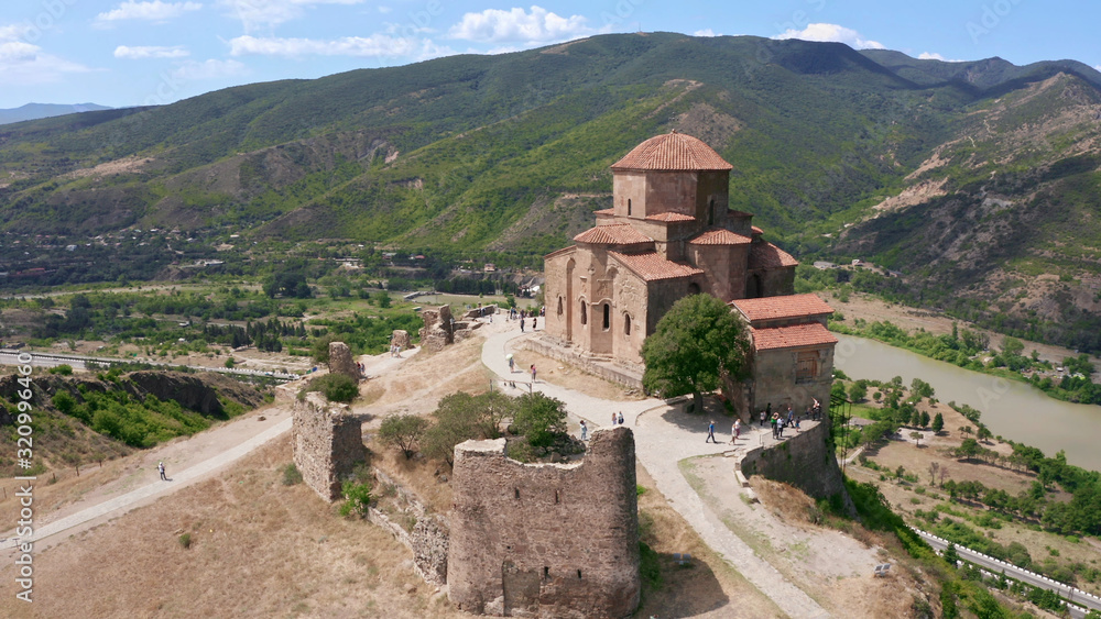 Mtskheta and Jvari monastery, aerial view