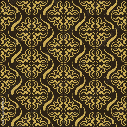 Seamless pattern Black and gold colors. Decorative pattern in a vintage style. Suitable for book cover, poster, logo, invitation. Vector.