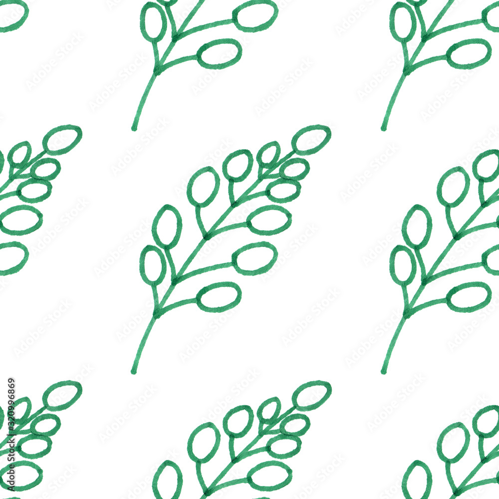 Indoor plant leaf pattern. Seamless contour pattern of green leaves of ...