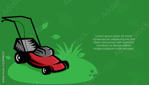 Lawn Mower Background Vector Illustration with Copy Space, Free Space for Text  