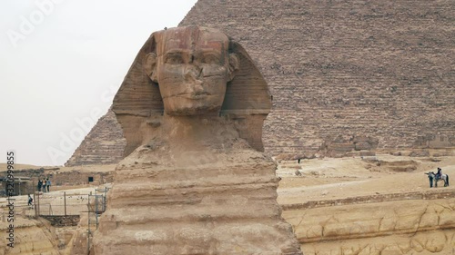 The Great Sphinx on the west bank of the Nile in Giza - the oldest surviving monumental sculpture on Earth. Egypt