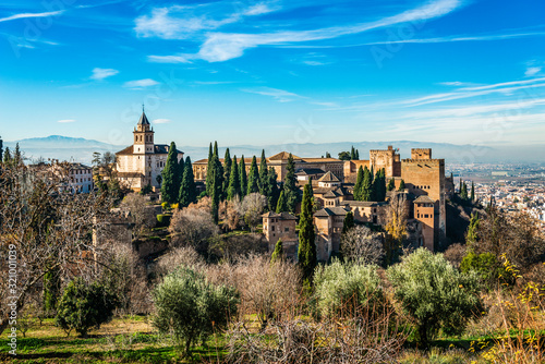 Scenic landscape view of the Alhambra Palace