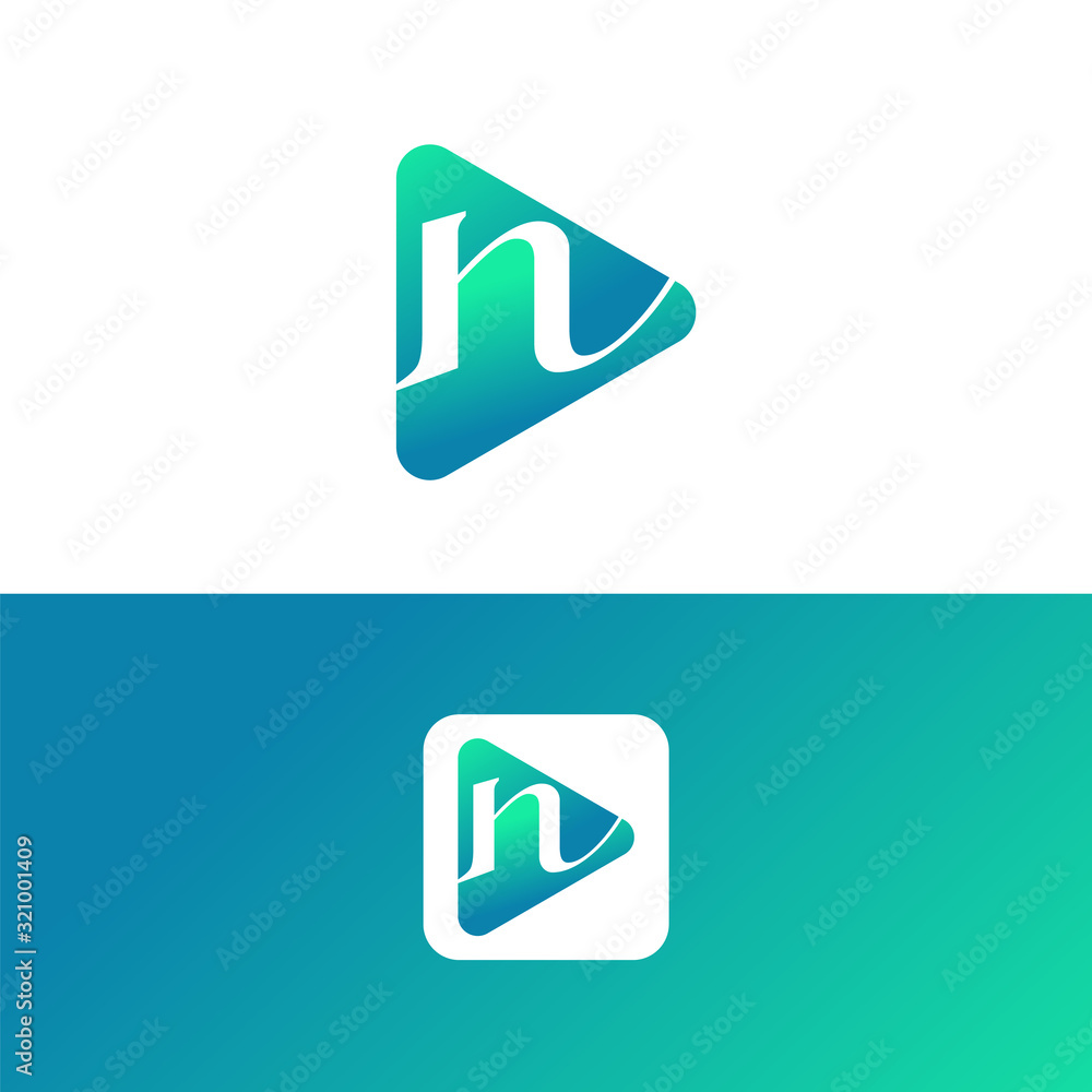 n letter logo Icon play button with combination of initial letter n n letter logo Icon play button with combination of initial letter n