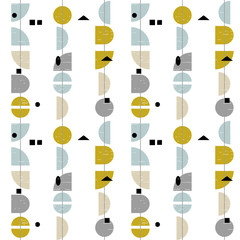 Deken met foto Jaren 50 patronen Abstract geometric vector seamless pattern inspired by mid-century modern fabrics. Simple shapes and lines in retro pastel colors and textured background. Clipping mask is used for easy editing.   © dinadankersdesign