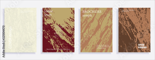 Minimalistic cover design templates. Set of layouts for covers of books, albums, notebooks, reports, magazines. Vintage texture gradient effect, flat modern abstract design. Grunge mock-up texture
