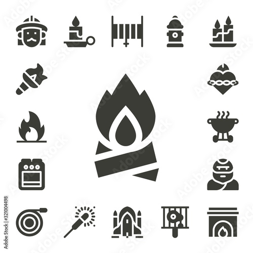 Modern Simple Set of flame Vector filled Icons