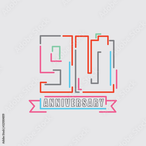 90th Years Anniversary Logo Birthday Celebration Abstract Design Vector Illustration