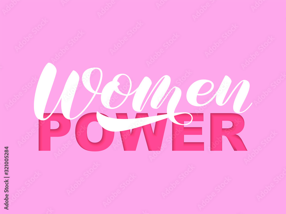 Fototapeta premium Women power brush lettering. Vector stock illustration for card or poster