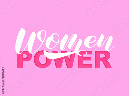 Women power brush lettering. Vector stock illustration for card or poster