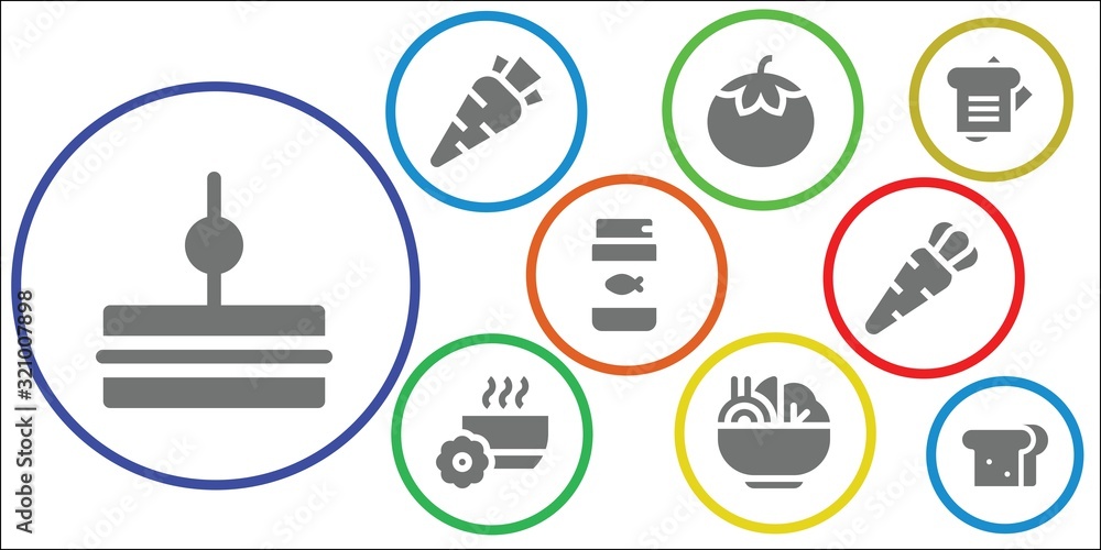 Fototapeta premium Modern Simple Set of salad Vector filled Icons