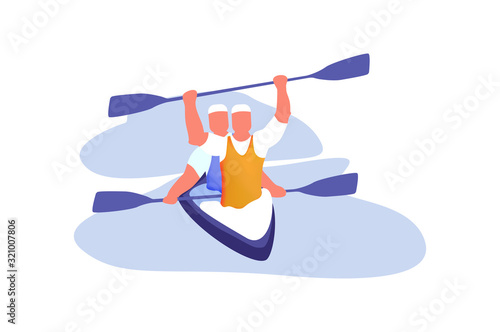 Water Sports, Active Recreation Flat Vector Concepts Isolated on White Background