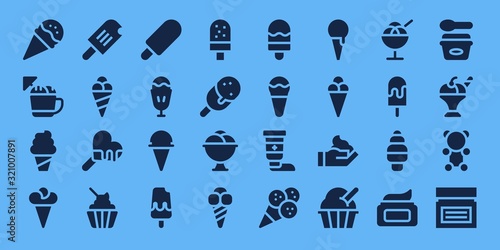 Modern Simple Set of sundae Vector filled Icons