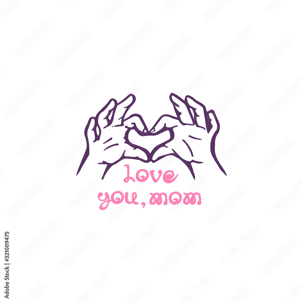 Mothers day greeting card with palms in the shape of a heart Mothers day greeting card with palms in the shape of a heart