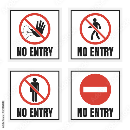 no entry label set, no access sign with man silhouette