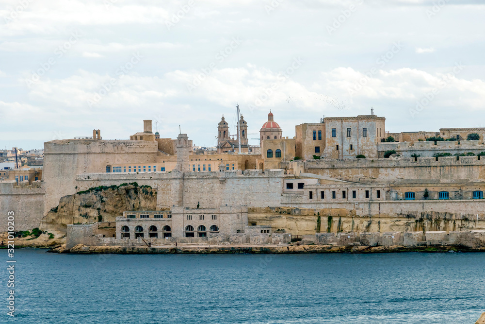 Fort Saint Elmo, star fort in Valletta, Malta stands on the seaward shore of the Sciberras Peninsula