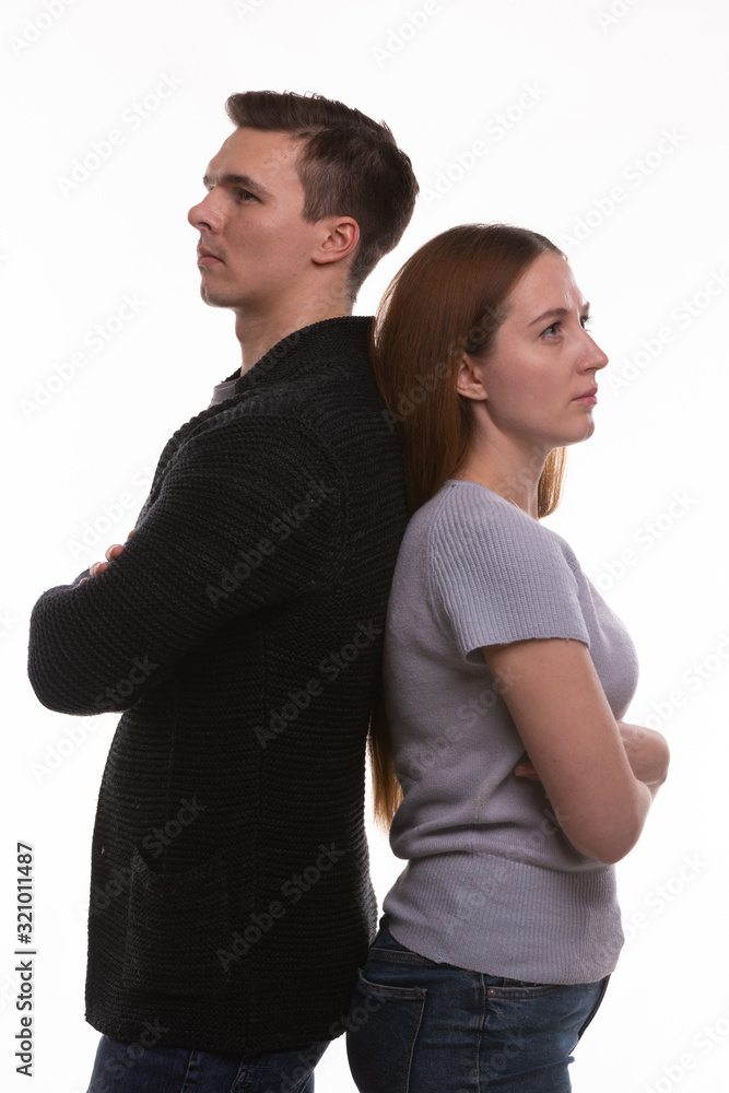 Man and woman offended by each other Man and woman offended by each other