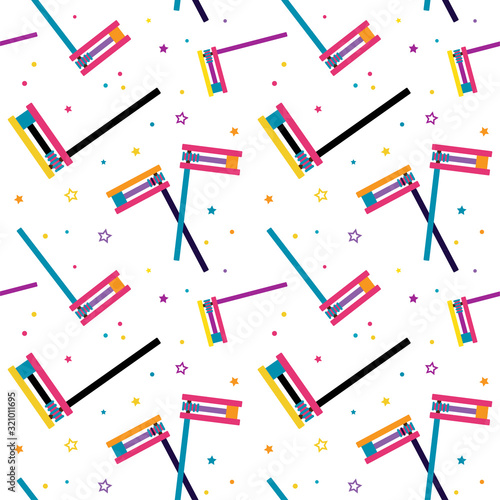 purim seamless pattern, jewish holiday. traditional Purim item, noise maker