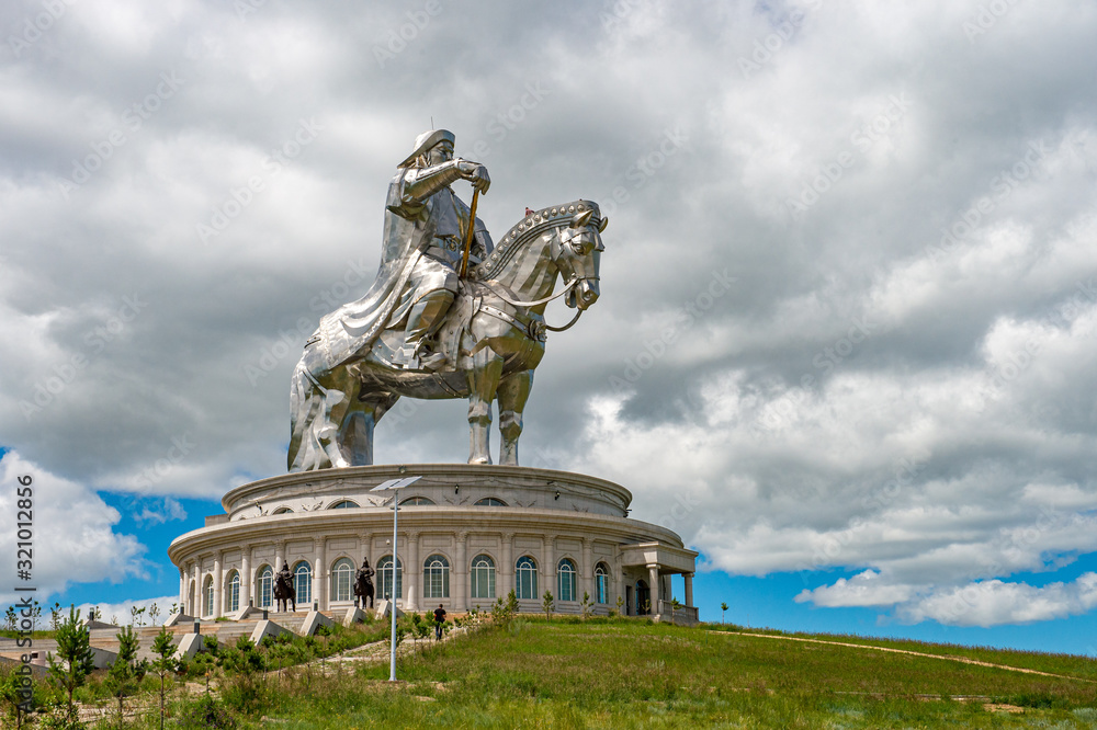 The Genghis Khan Equestrian Statue, is a 131-foot (40 m) tall statue of Genghis Khan on horseback, on the bank of the Tuul River at Tsonjin Boldog 54 km east of the Mongolian capital Ulaanbaatar.
