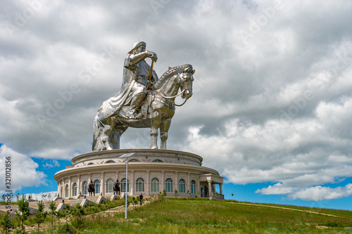 The Genghis Khan Equestrian Statue,  is a 131-foot (40 m) tall statue of Genghis Khan on horseback, on the bank of the Tuul River at Tsonjin Boldog 54 km east of the Mongolian capital Ulaanbaatar. photo